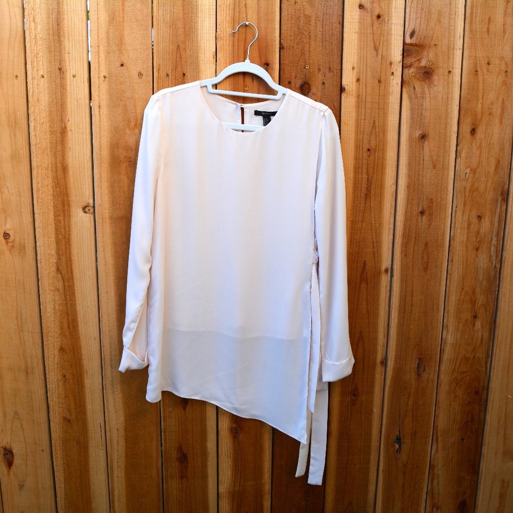 Like New! Forever 21 Ecru Georgette Asymmetric Top